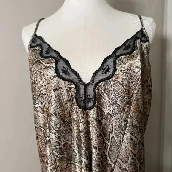 Vintage Avon Women's  Brown Snake Python Lace Chemise 1X Slip Dress Lingerie - Picture 3 of 6